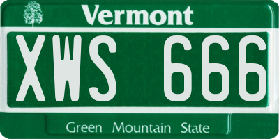 VT license plate XWS666