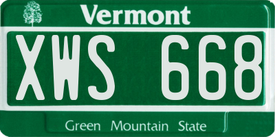 VT license plate XWS668