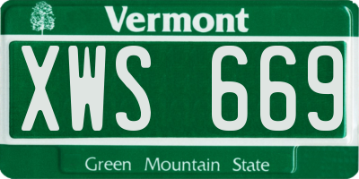 VT license plate XWS669