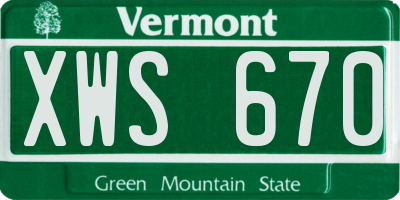 VT license plate XWS670