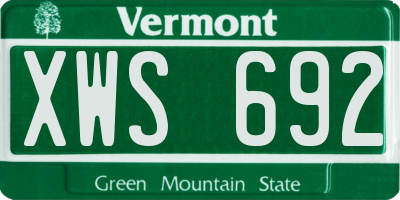 VT license plate XWS692