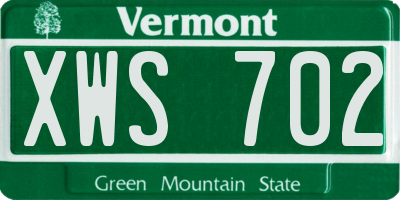 VT license plate XWS702