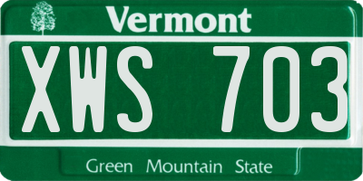 VT license plate XWS703