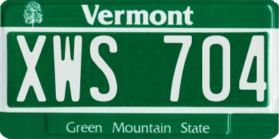 VT license plate XWS704