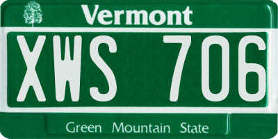 VT license plate XWS706
