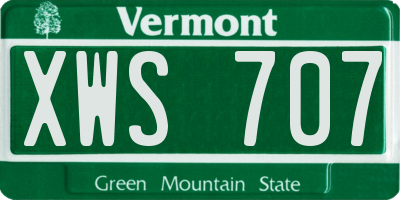 VT license plate XWS707