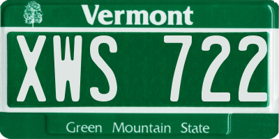 VT license plate XWS722