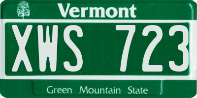 VT license plate XWS723