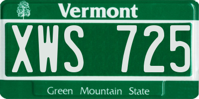 VT license plate XWS725