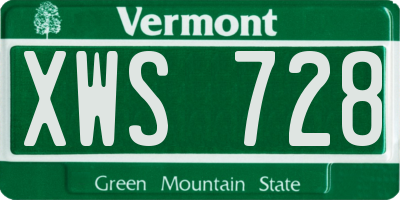 VT license plate XWS728