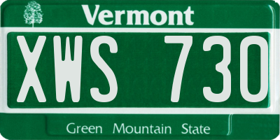 VT license plate XWS730