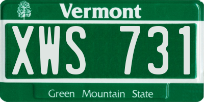 VT license plate XWS731