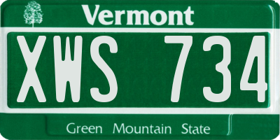 VT license plate XWS734