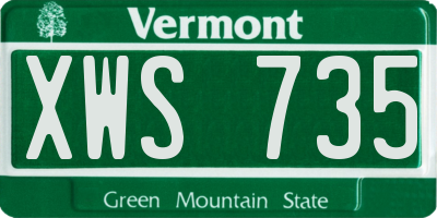 VT license plate XWS735
