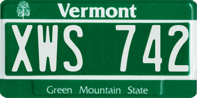 VT license plate XWS742