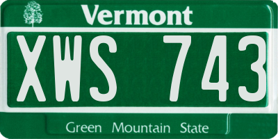 VT license plate XWS743