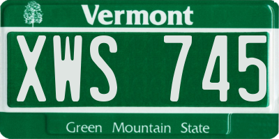 VT license plate XWS745