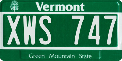 VT license plate XWS747