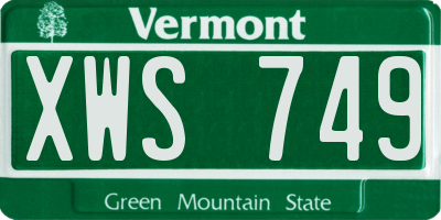 VT license plate XWS749