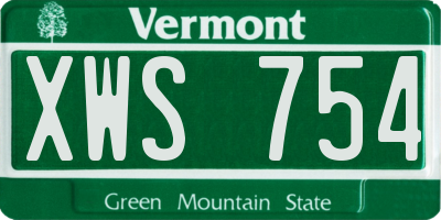 VT license plate XWS754