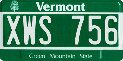VT license plate XWS756