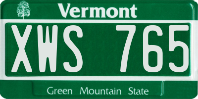 VT license plate XWS765