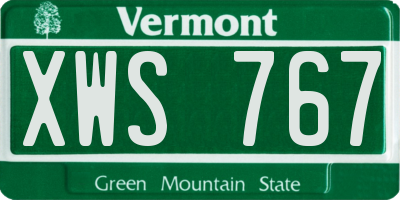 VT license plate XWS767