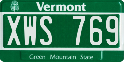 VT license plate XWS769