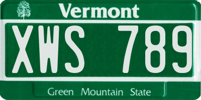 VT license plate XWS789