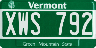 VT license plate XWS792