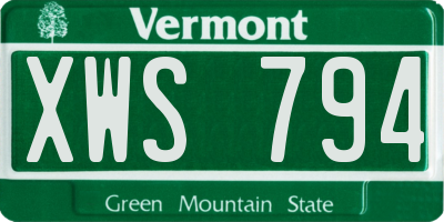 VT license plate XWS794