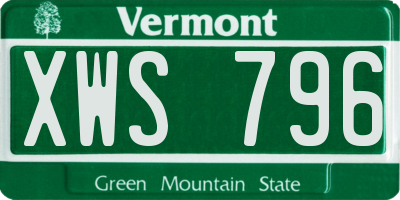 VT license plate XWS796