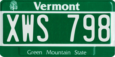 VT license plate XWS798