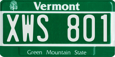 VT license plate XWS801