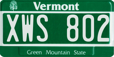 VT license plate XWS802