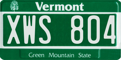 VT license plate XWS804