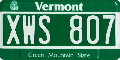 VT license plate XWS807