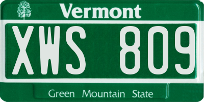 VT license plate XWS809