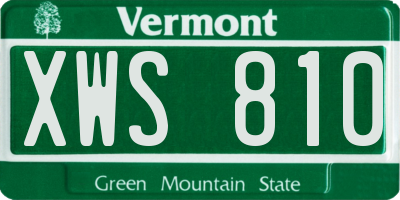 VT license plate XWS810