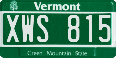 VT license plate XWS815