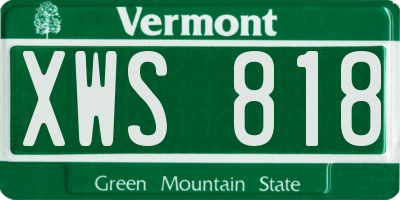 VT license plate XWS818