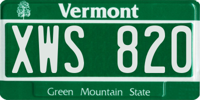VT license plate XWS820