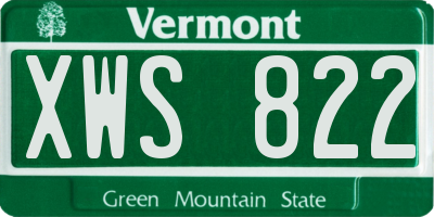 VT license plate XWS822