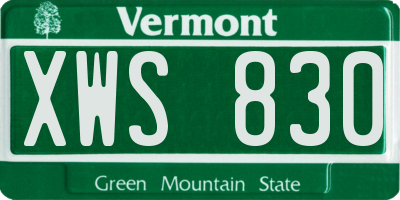 VT license plate XWS830