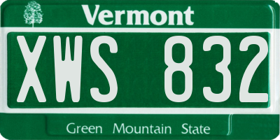 VT license plate XWS832