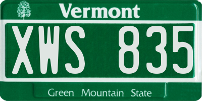 VT license plate XWS835