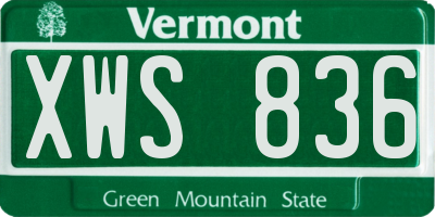 VT license plate XWS836