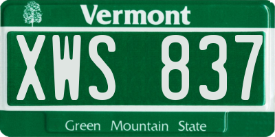 VT license plate XWS837