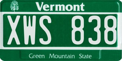 VT license plate XWS838