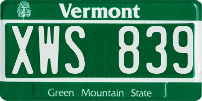 VT license plate XWS839